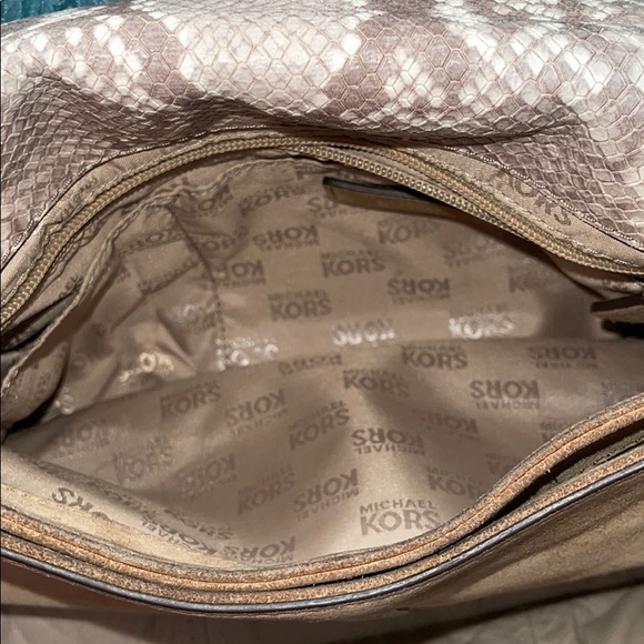 Michael Kors Python Dark Sand Suede Shoulder - Picture 3 of 9